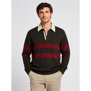 Vintage 2000s M&S Blue Harbour Men M Wool Rugby Sweater Striped Preppy